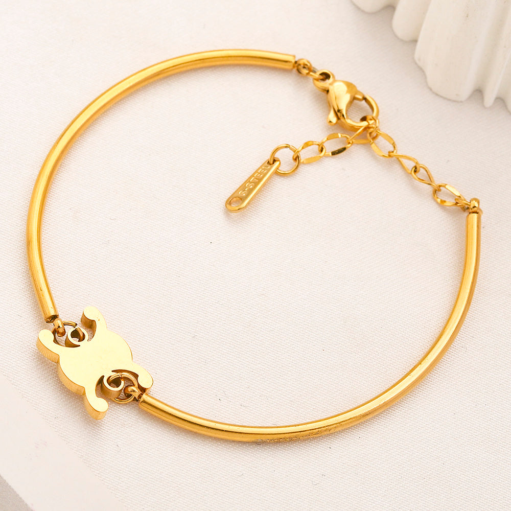 304 Stainless Steel Slim Quatrefoil Charm Bracelet