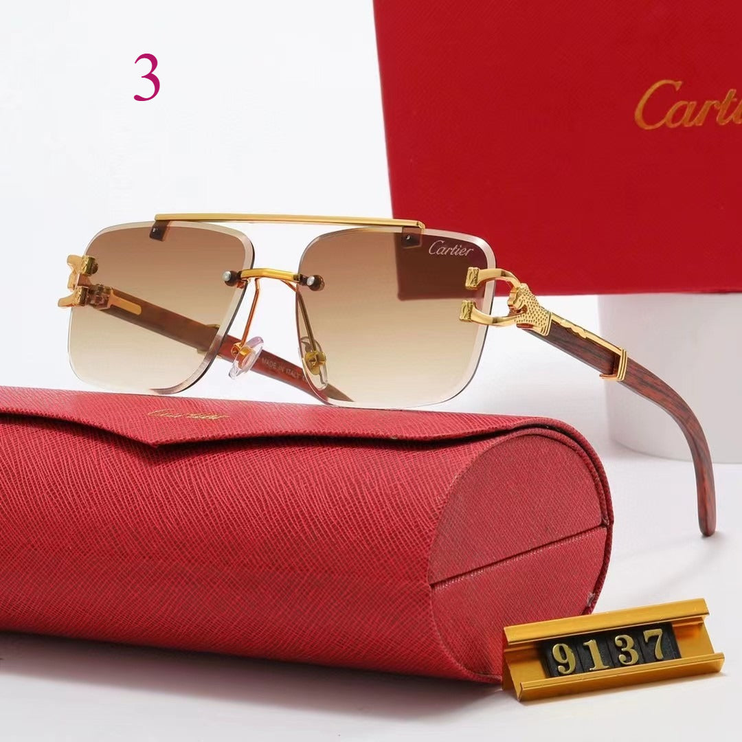 Rimless Flat-Top Sunglasses with Studded Brow Bar