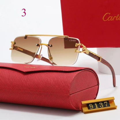 Rimless Flat-Top Sunglasses with Studded Brow Bar