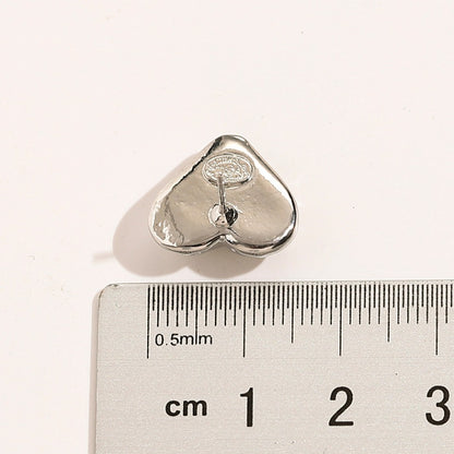 304 Stainless Steel Ornate Heart Stud Earrings
