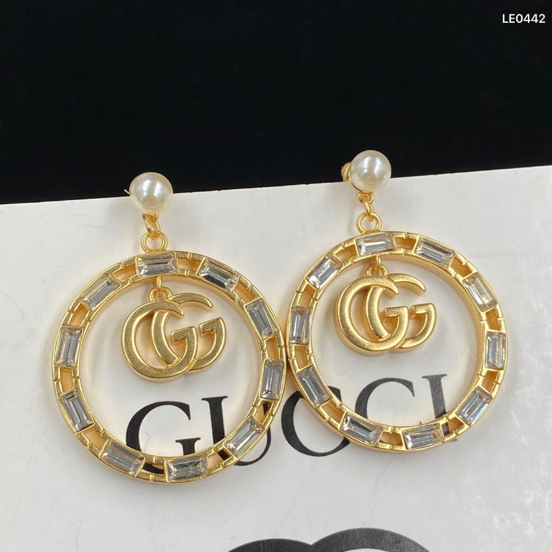 Baguette-Accent Circle Drop Earrings