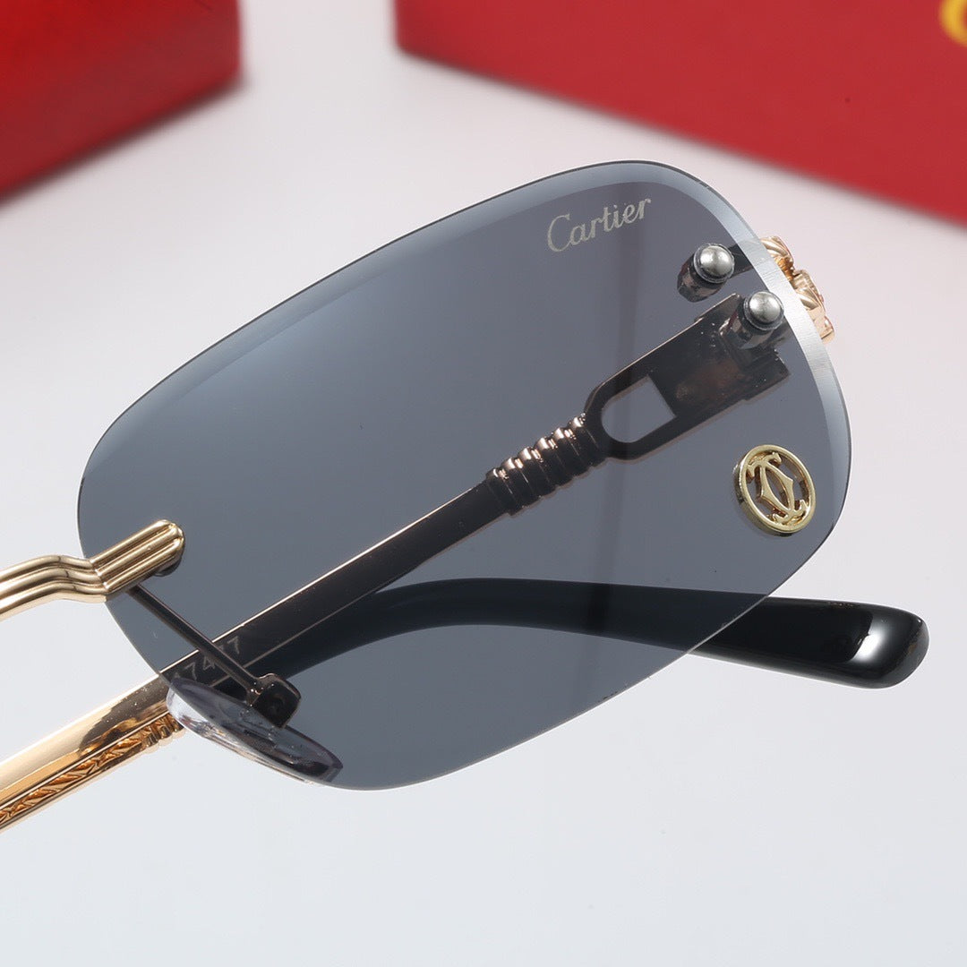 Geometric Rimless Sunglasses with Double Bridge