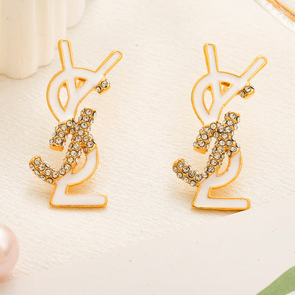 304 Stainless Steel Colorful Letter Stud Earrings