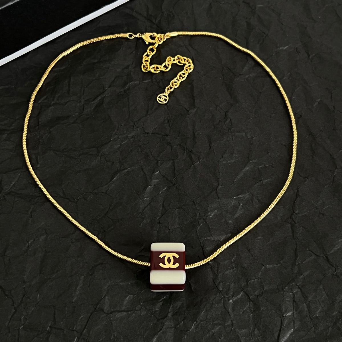 Striped Interlocking-C Pendant Necklace