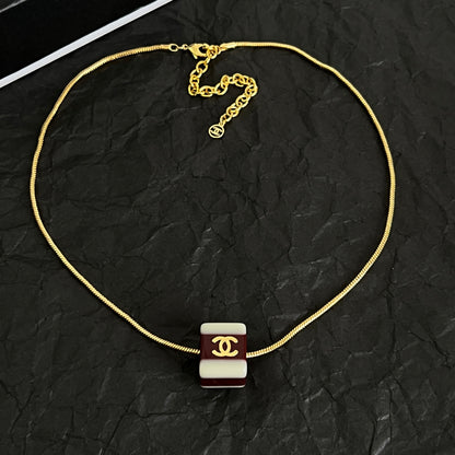 Striped Interlocking-C Pendant Necklace
