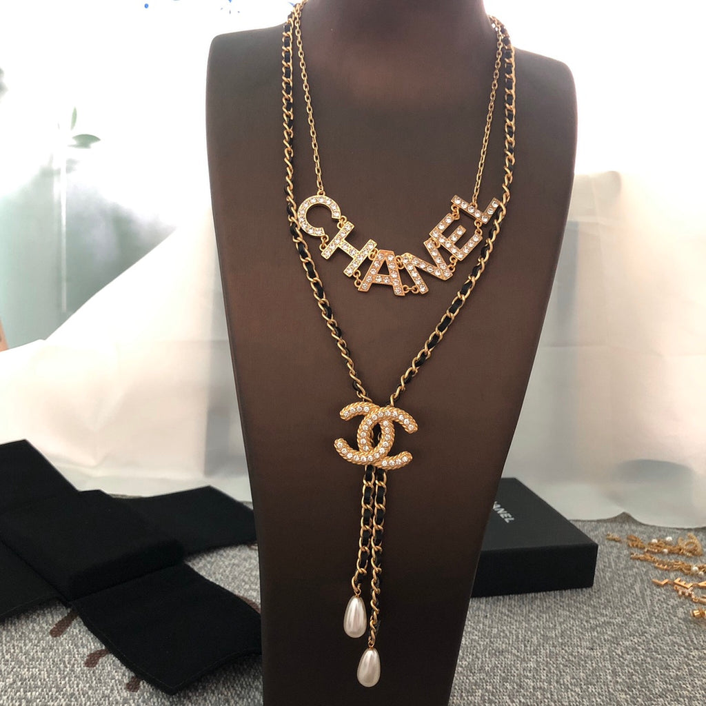 Layered Floral Necklace with Pearl-Look Tassels
