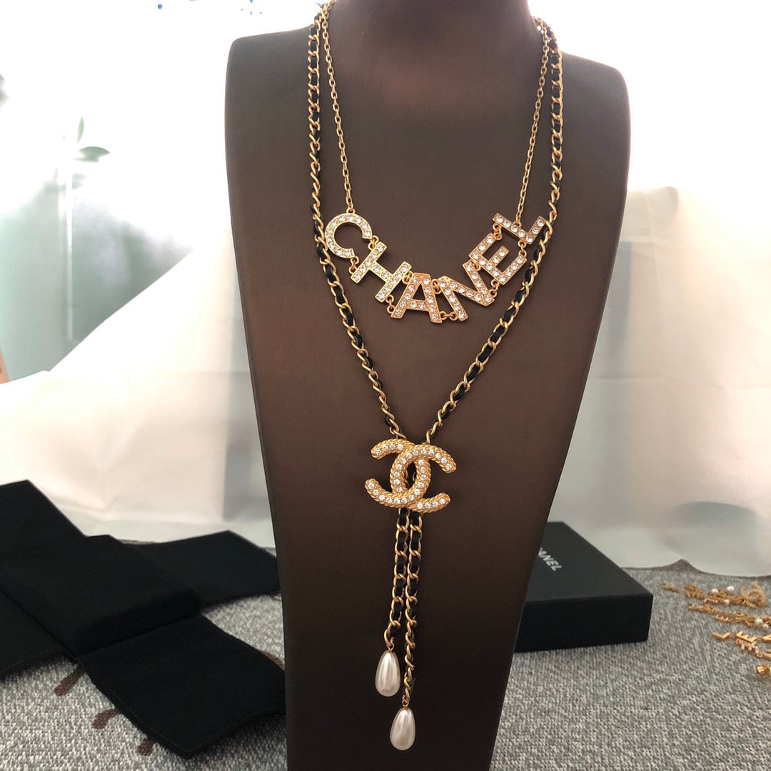Layered Floral Necklace with Pearl-Look Tassels
