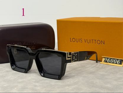 Beveled Square Sunglasses with Metallic Temple Trim