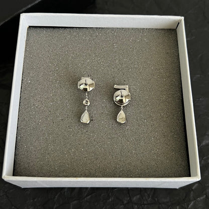 Asymmetric Number 5 Teardrop Earrings