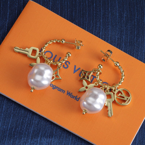 Pearl-Effect Multi-Charm Hoop Earrings
