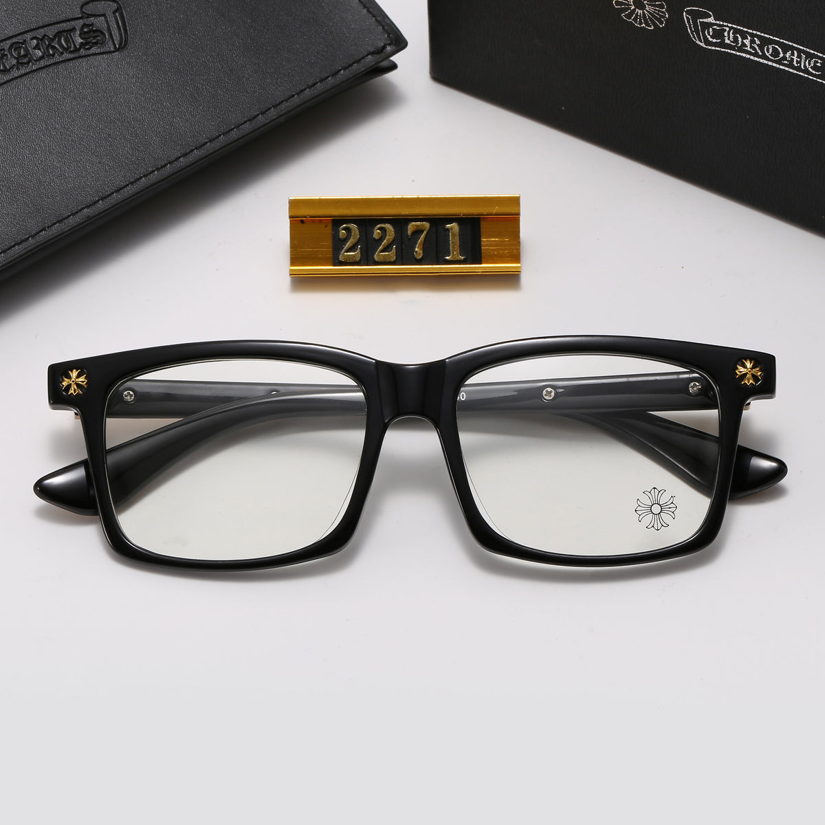 Angular Clear-Lens Glasses with Sculpted Browline