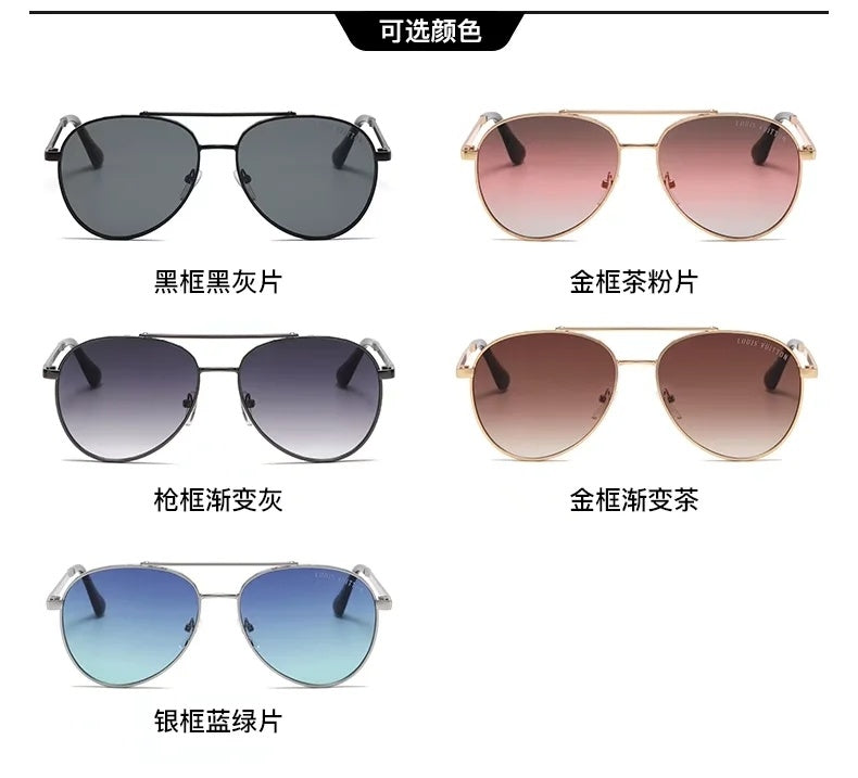 Oversized Aviator Sunglasses with Double Bridge
