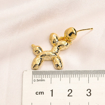 Copper Stone-Accent Four-Petal Flower Drop Earrings