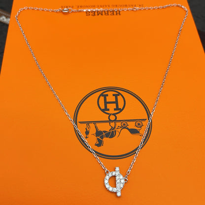 Pave Ring & Safety-Pin Pendant Necklace