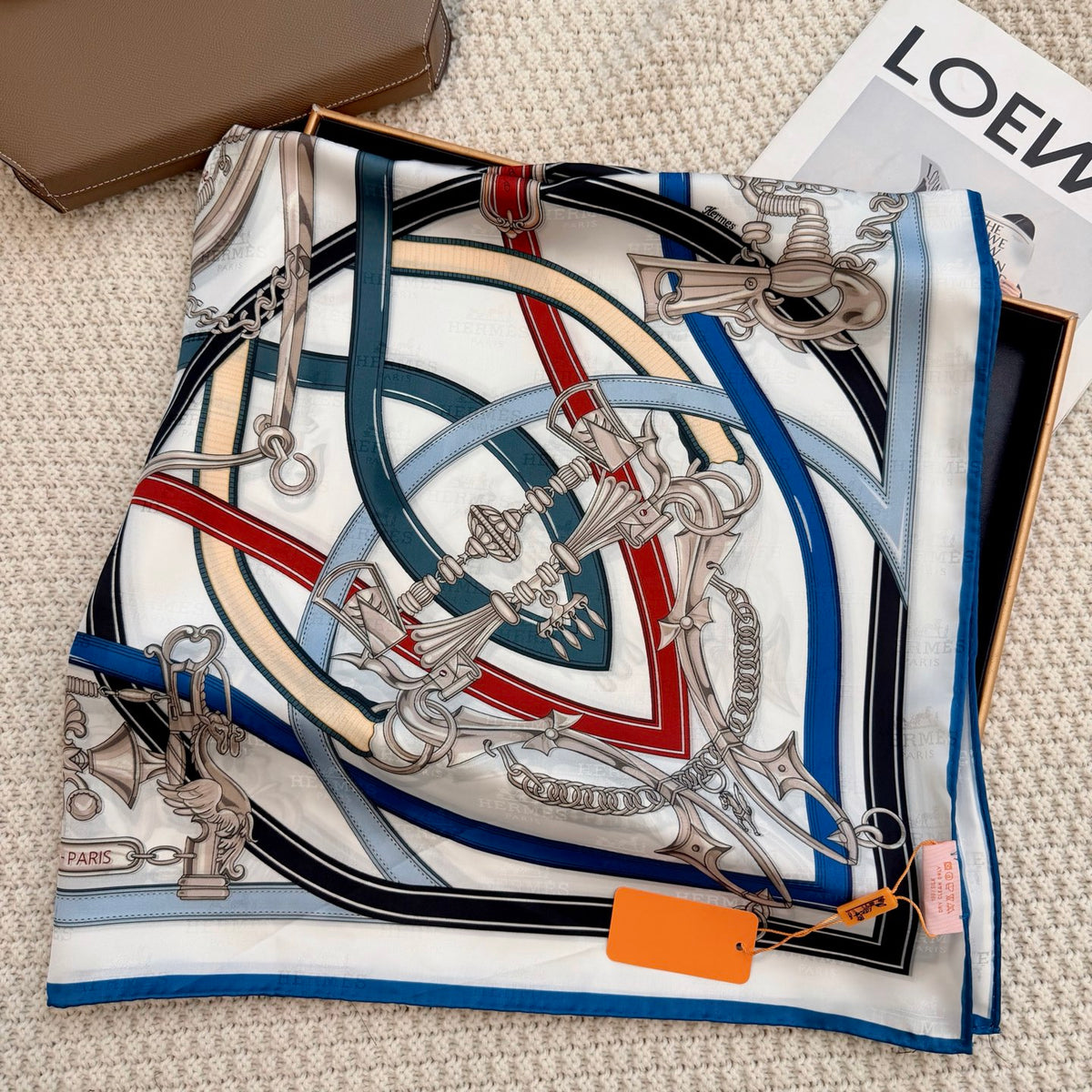 Equestrian Harness Print Square Scarf - 90 x 90 cm