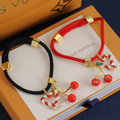 Cherry Charm Cord Bracelet