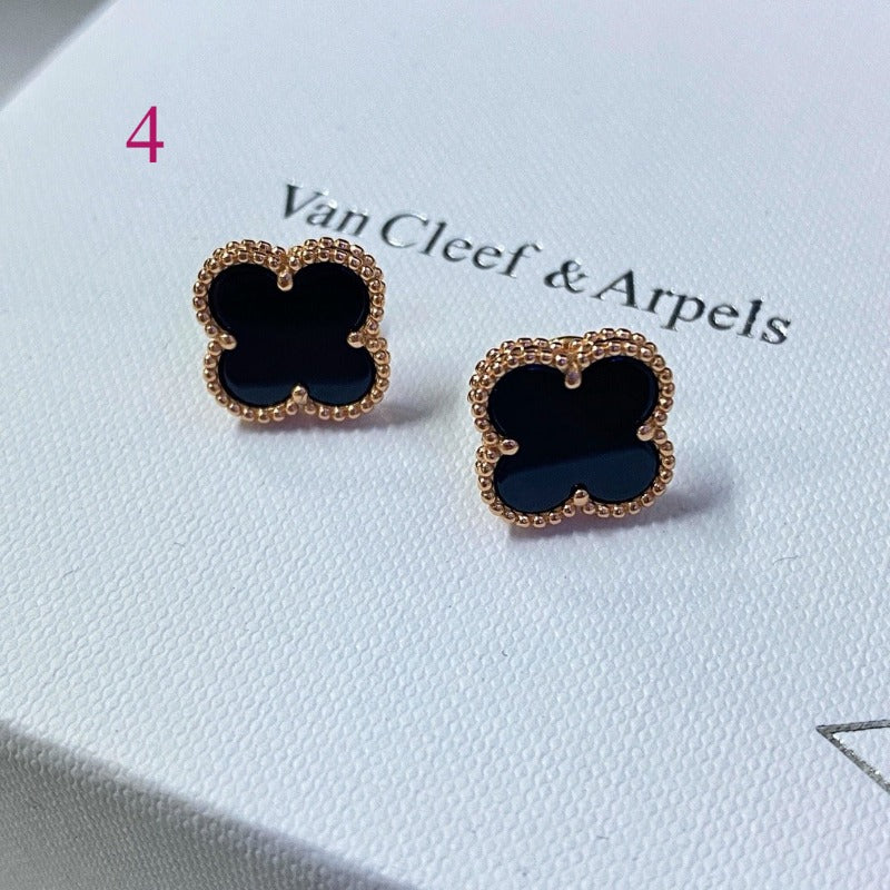 Beaded-Edge Quatrefoil Stud Earrings