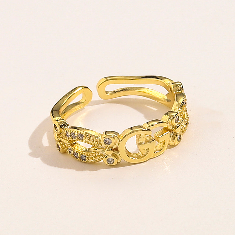 Copper Zirconium Real Gold Plated Ring,Rings Collection、GU*CI  Series