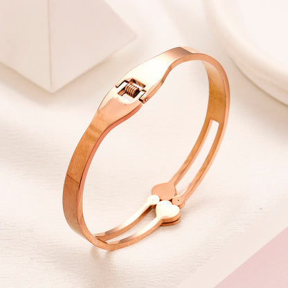 304 Stainless Steel Heart & T-Motif Open Cuff Bracelet