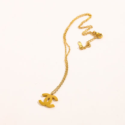 304 Stainless Steel Bold Interlocking-C Pendant Necklace