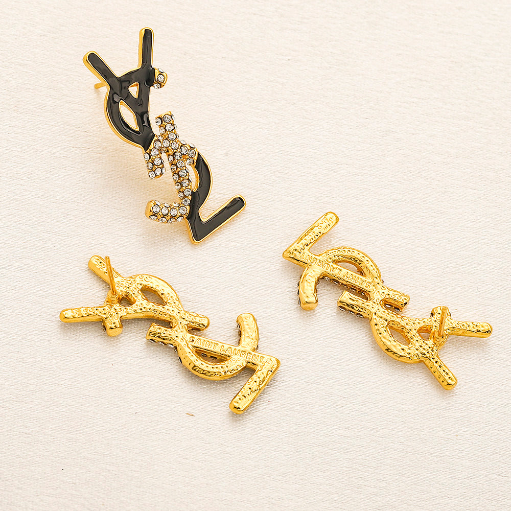 304 Stainless Steel Colorful Letter Stud Earrings