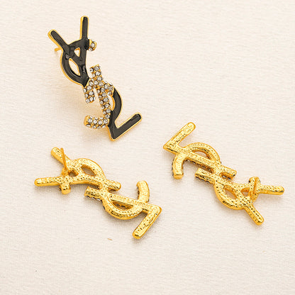 304 Stainless Steel Colorful Letter Stud Earrings