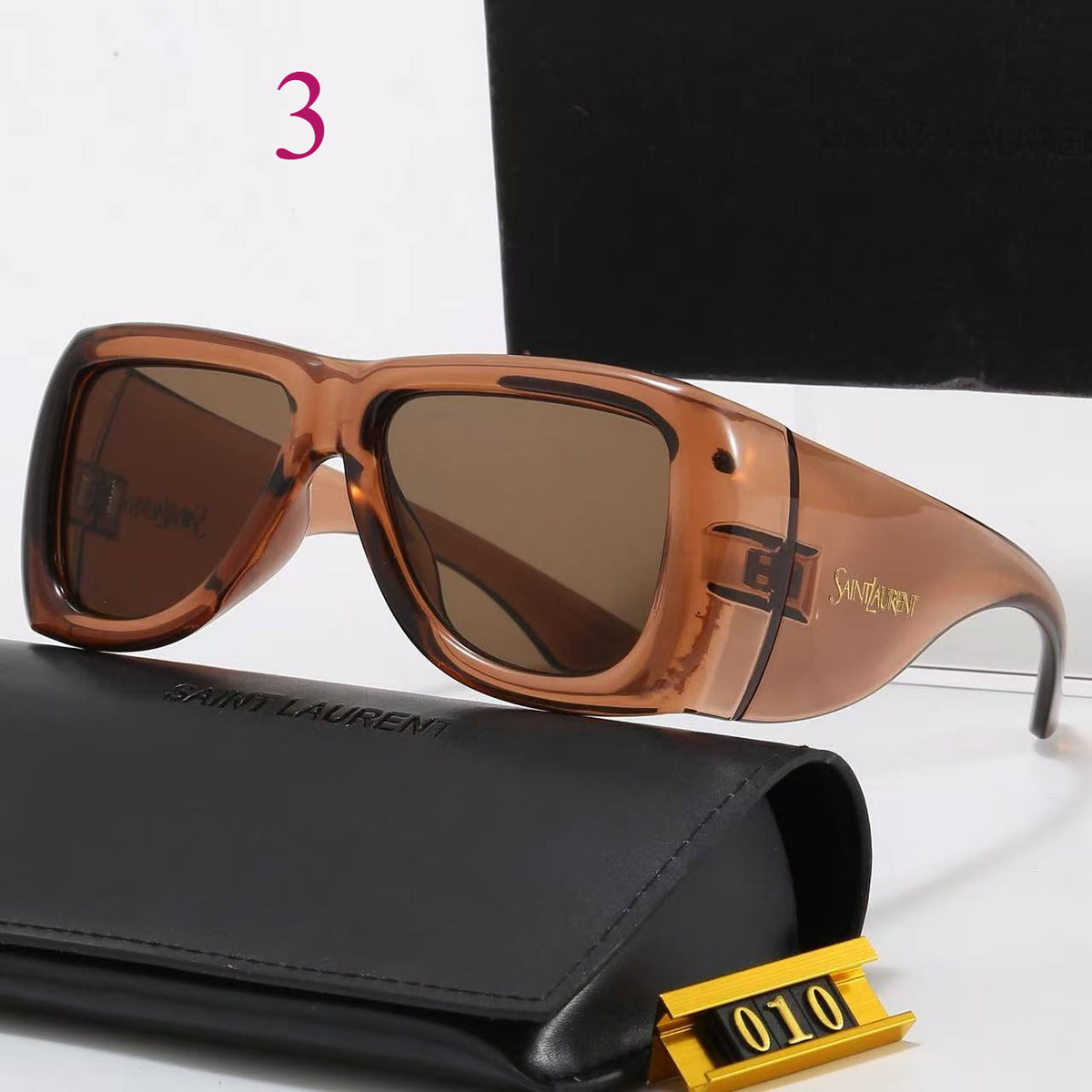 Wide Rectangular Sunglasses with Rounded Corners