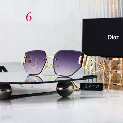 Rectangular Metal Sunglasses with Twin Bridge Bars