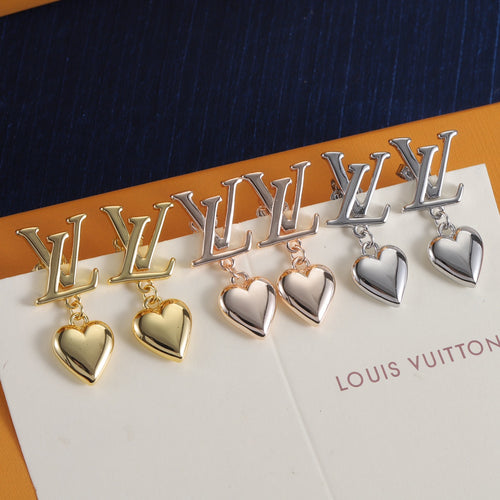 Monogram & Heart Drop Earrings
