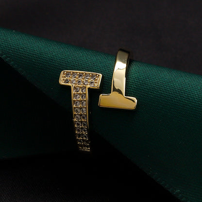 Copper Zirconium Real Gold Plated Ring,Rings Collection、T*ffany Series