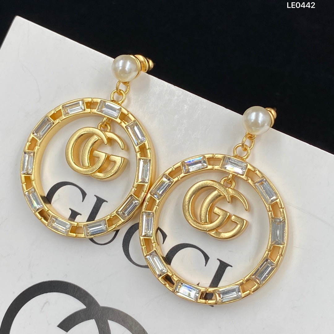 Baguette-Accent Circle Drop Earrings