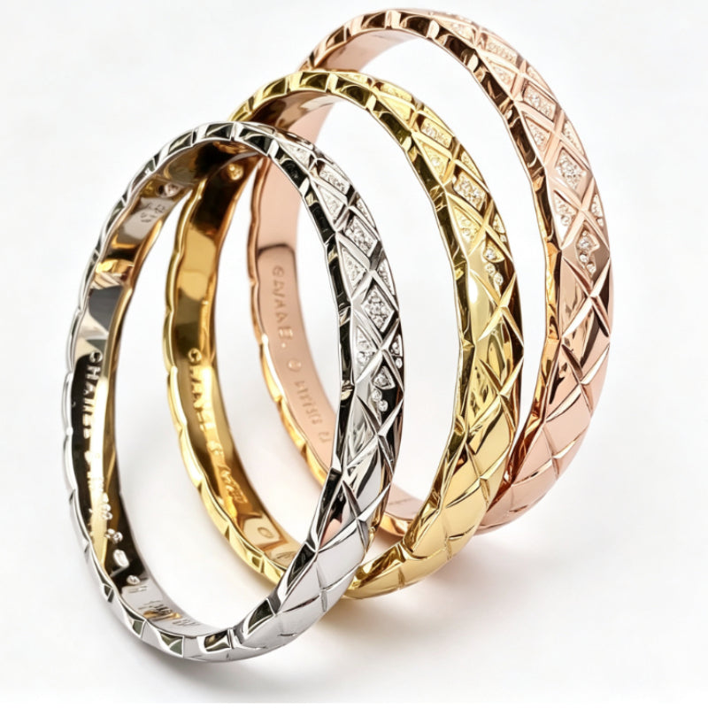 Faceted Geometric Bangle Bracelet