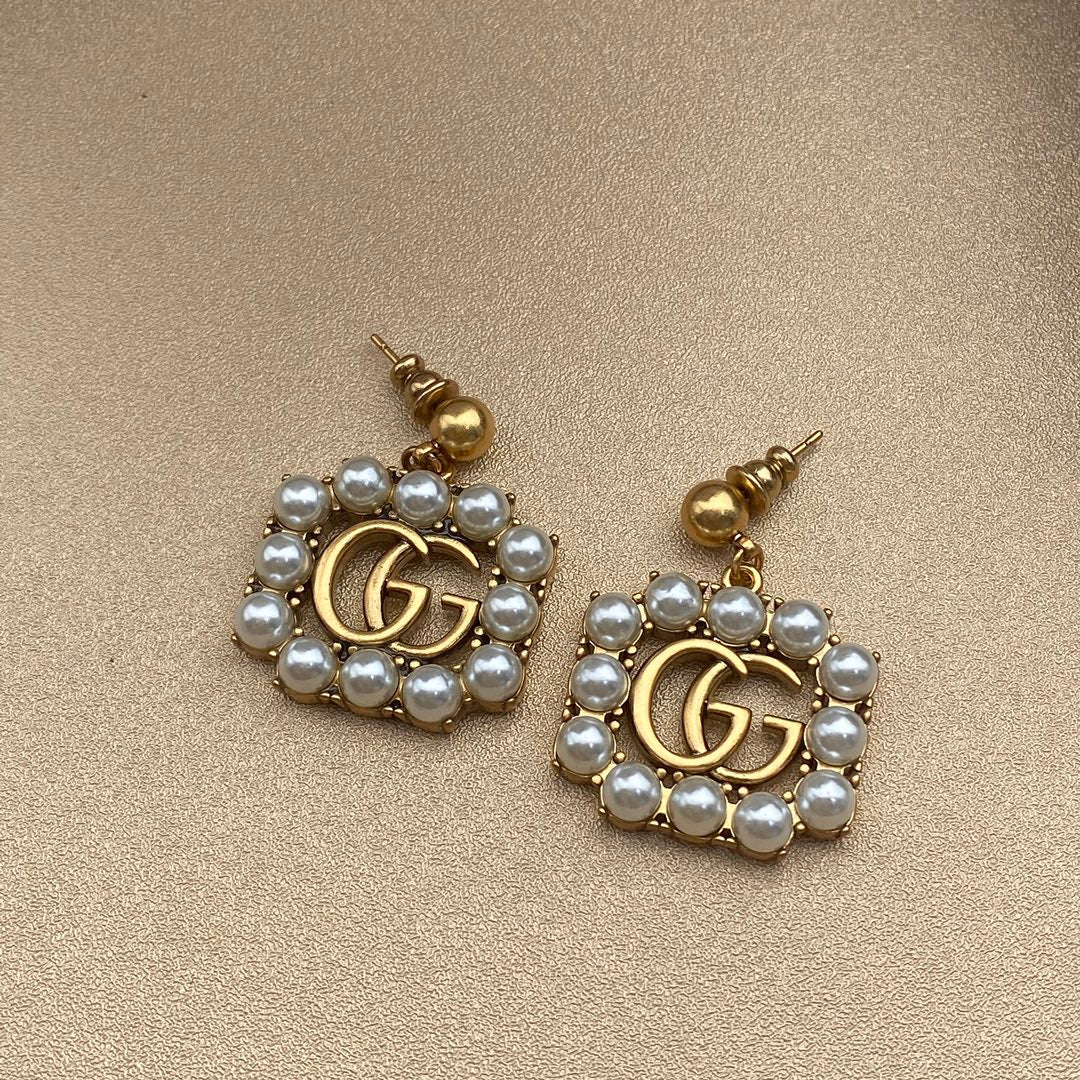 Pearl-Effect Square Frame Drop Earrings