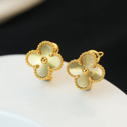 Fluted Four-Petal Flower Stud Earrings