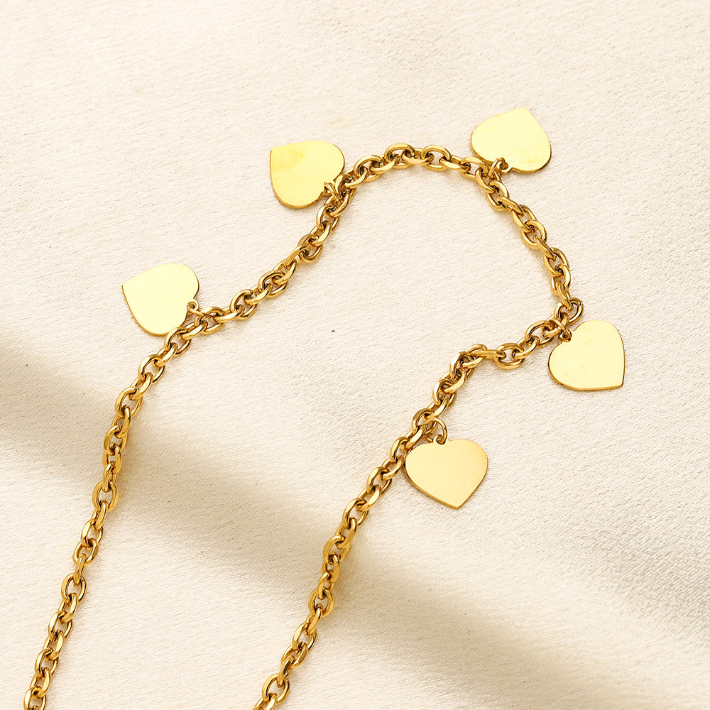 304 Stainless Steel Heart Station Bracelet & Necklace - Individual or Set