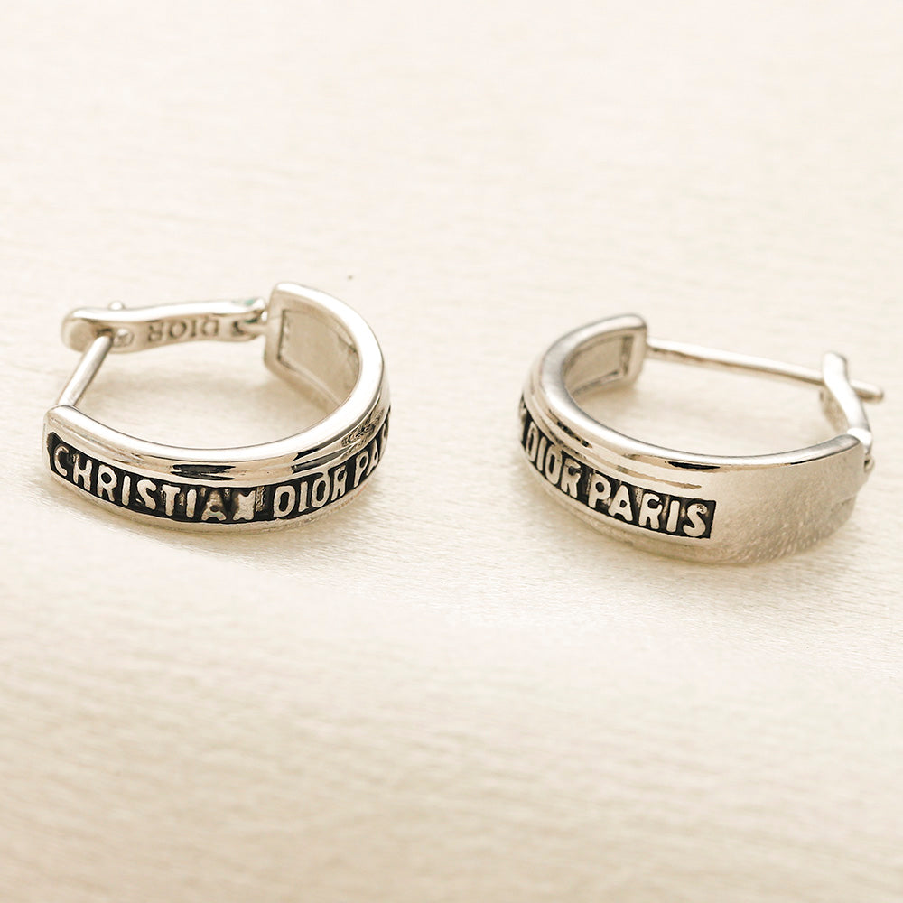 304 Stainless Steel Letter Band Huggie Earrings