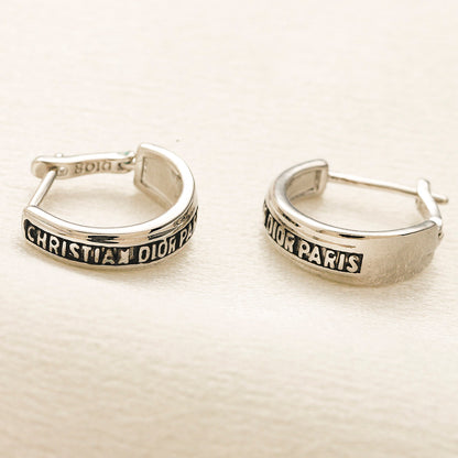 304 Stainless Steel Letter Band Huggie Earrings