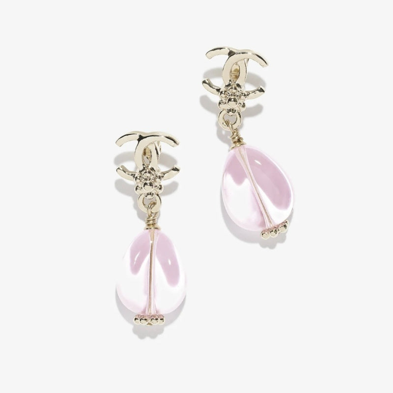 Pink Teardrop Interlocking-C Earrings