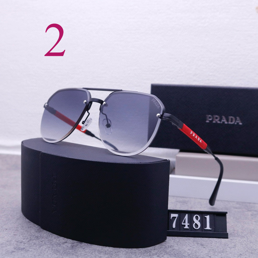 Squared Aviator Sunglasses with Contrast Temple Accents