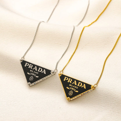 304 Stainless Steel Triangle Pendant Fine Chain Necklace