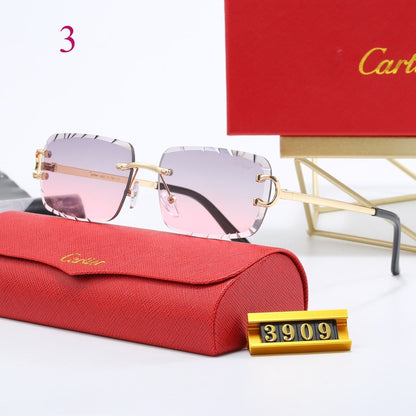 Rimless Rectangle Sunglasses with Double-Bar Temples