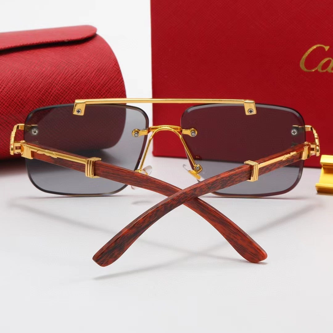 Rimless Flat-Top Sunglasses with Studded Brow Bar