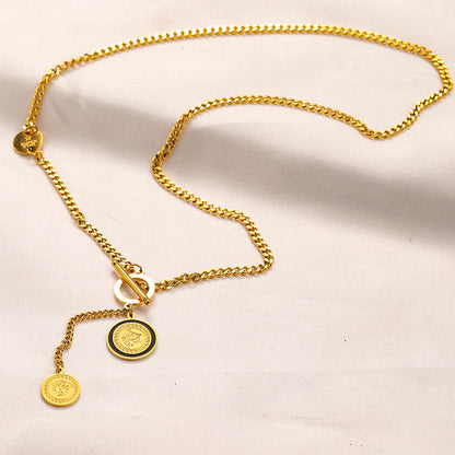 304 Stainless Steel Toggle Medallion Y-Drop Necklace