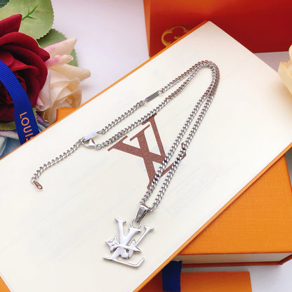 Large Monogram Pendant Chain Necklace