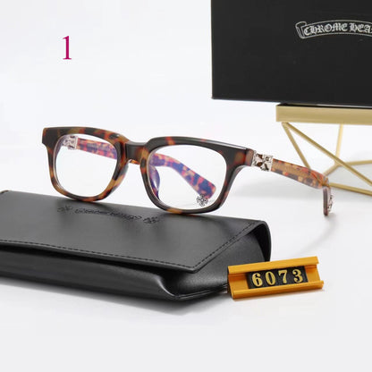 Rectangular Clear-Lens Glasses with Decorative Temples