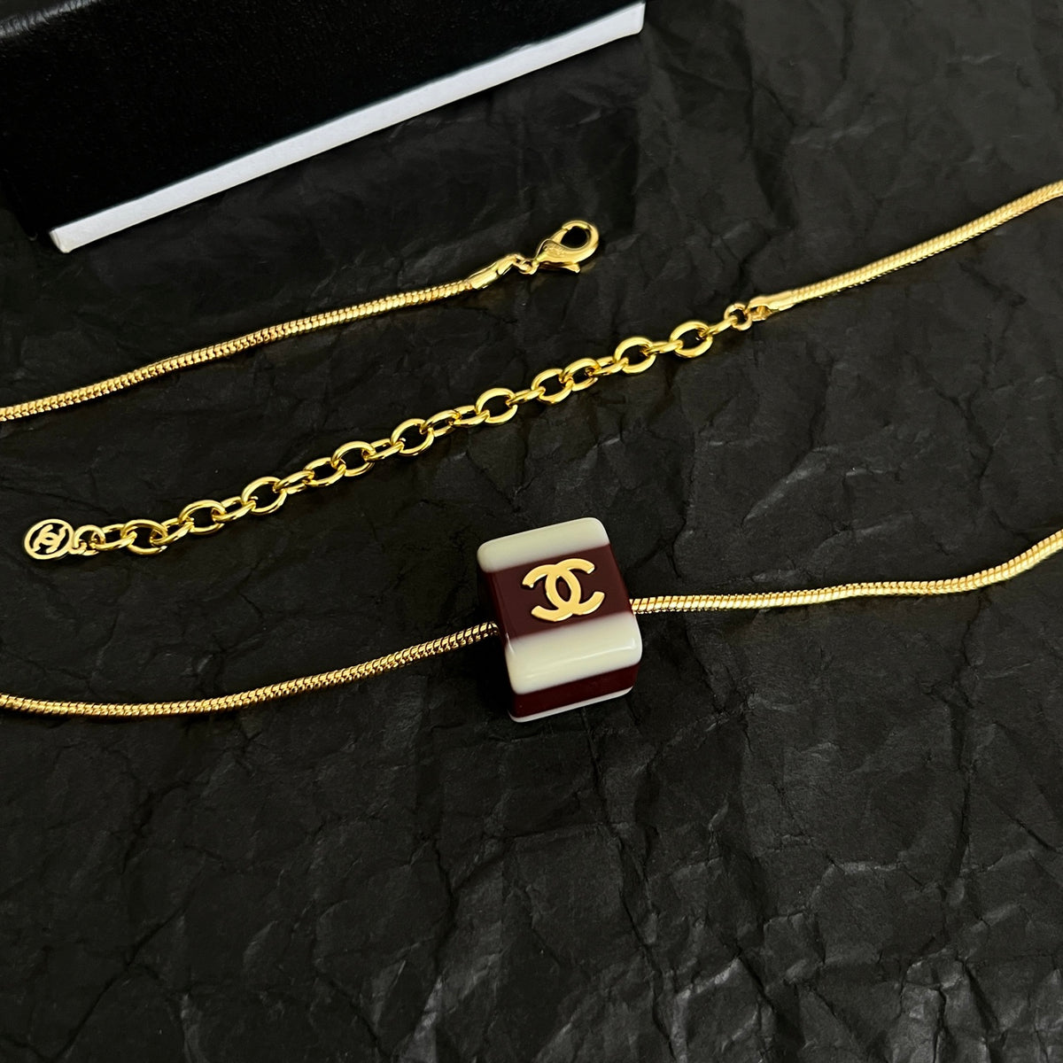 Striped Interlocking-C Pendant Necklace