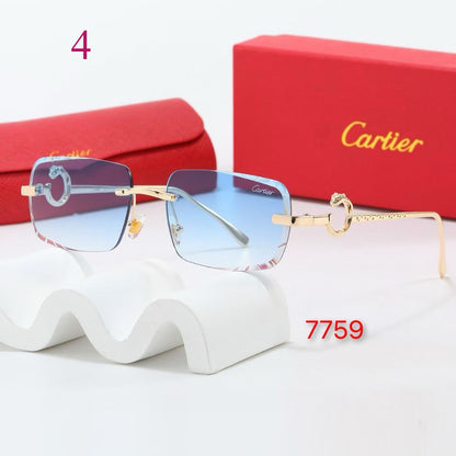 Rimless Sunglasses with Circular Hinge Accents
