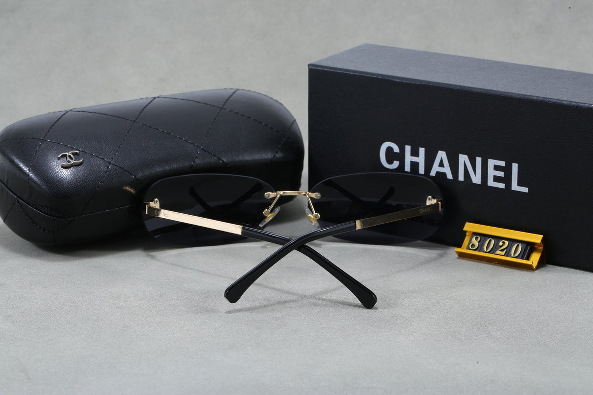Slim Oval Sunglasses with Metal Rims