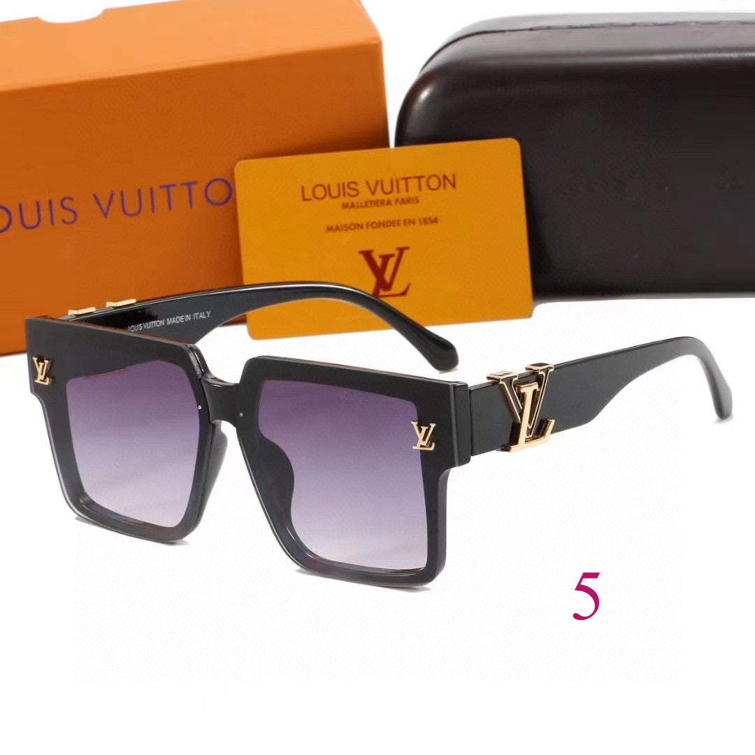Chunky Flat-Top Square Sunglasses with Logo Temples
