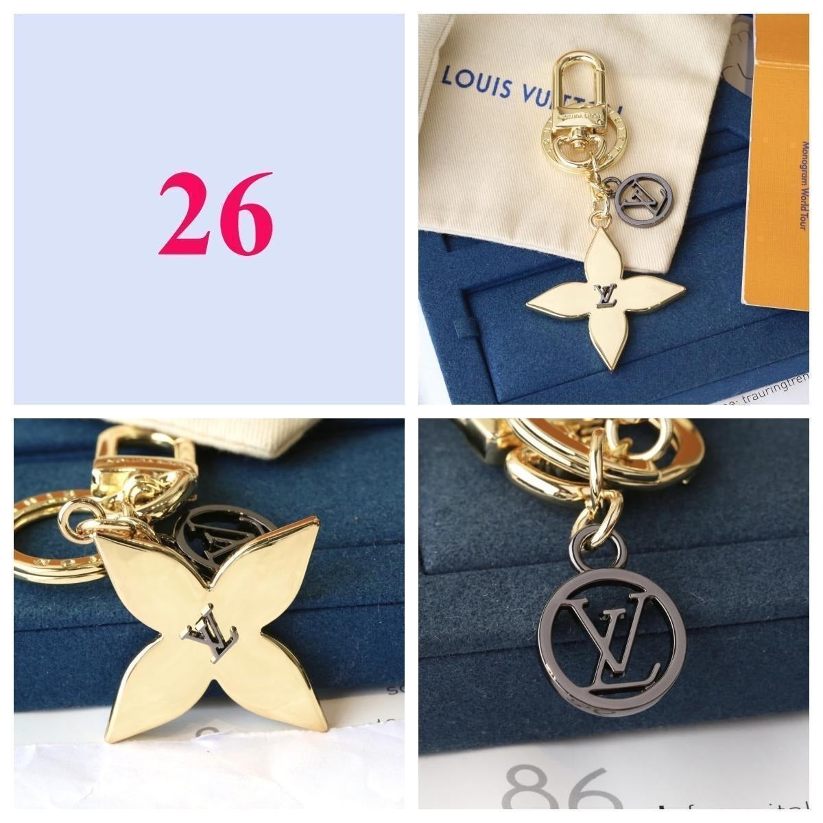Premium Fashion Keychain Stylish Accessory、L*V Series、𝐊𝐞𝐲𝐜𝐡𝐚𝐢𝐧𝐬 & 𝐊𝐞𝐲 𝐑𝐢𝐧𝐠𝐬（𝐇）
